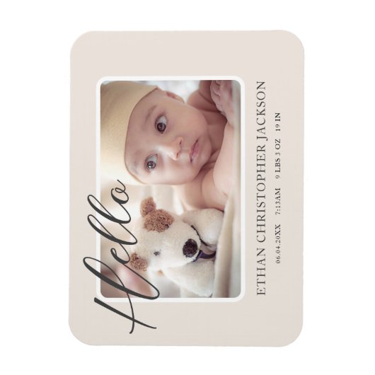 Script Baby Foto Moderne Geburtsankündigung Magnet (Vertikal)