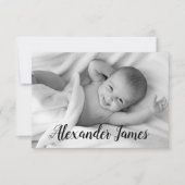 Script Baby Name Birth Announcement Foto Ankündigung (Vorderseite)