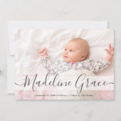 Script Baby Name Custom Foto Geburtsankündigung Ankündigung (Vorderseite)