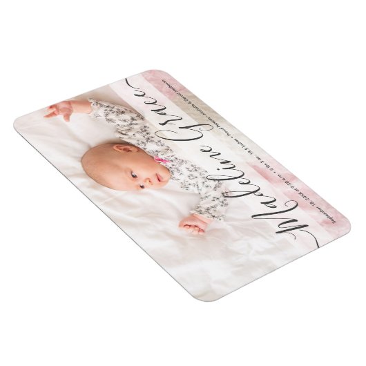 Script Baby Name Custom Foto Geburtsankündigung Magnet (Rechte Seite)