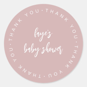 Script Baby Shower Vielen Dank für das Label F201 Runder Aufkleber