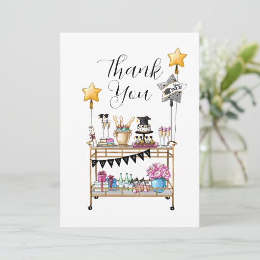 Script Bar Cart Abschluss Dankeskarte (Stehend Vorderseite)