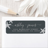 Script Beach Starfish Black Wedding Rücksendeadres (Insitu)