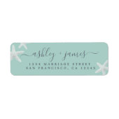 Script Beach Starfish Blue Wedding Rücksendeadress (Vorne)