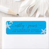 Script Beach Starfish Blue Wedding Rücksendeadress (Insitu)