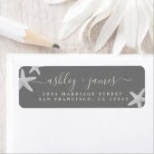 Script Beach Starfish Gray Wedding Rücksendeadress (Insitu)