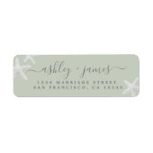Script Beach Starfish Green Wedding Rücksendeadres (Vorne)