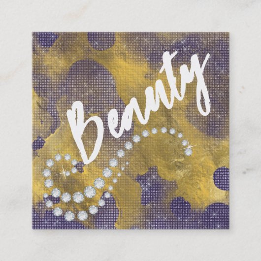 *~* Script BeAUTY Lila Gold Foil Business Card Quadratische Visitenkarte (Vorderseite)