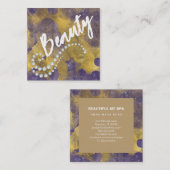 *~* Script BeAUTY Lila Gold Foil Business Card Quadratische Visitenkarte (Vorne/Hinten)