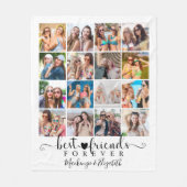 Script Best Friends Forever 16 Foto Collage White Fleecedecke (Vorderseite)