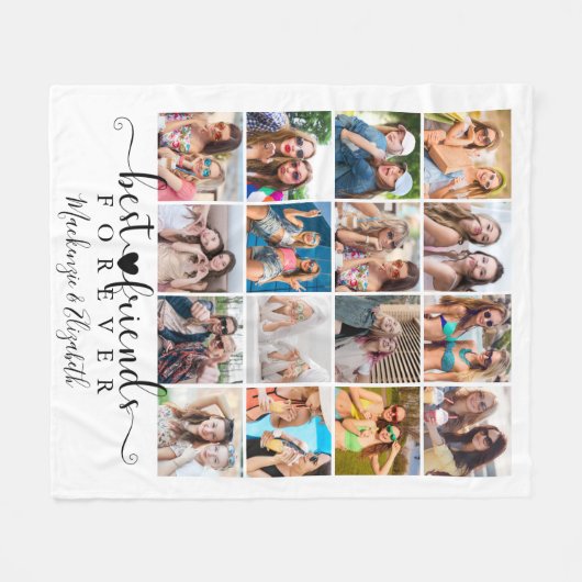 Script Best Friends Forever 16 Foto Collage White Fleecedecke (Vorderseite (Horizontal))