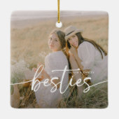Script Besties 2x Photo Personalized Keramikornament (Rückseite)
