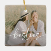 Script Besties 2x Photo Personalized Keramikornament (Vorderseite)