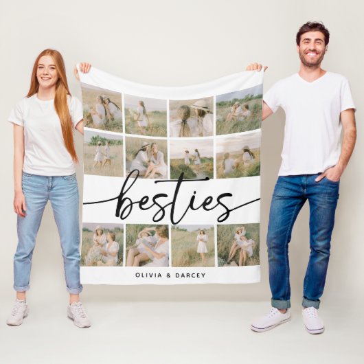 Script Besties Photo Collage Personalized Fleecedecke (Beispiel)