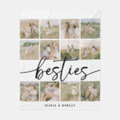 Script Besties Photo Collage Personalized Fleecedecke (Vorderseite)