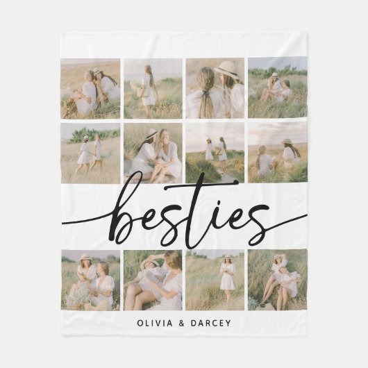 Script Besties Photo Collage Personalized Fleecedecke (Vorderseite)