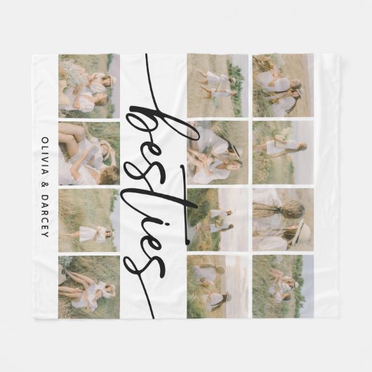 Script Besties Photo Collage Personalized Fleecedecke (Vorderseite (Horizontal))