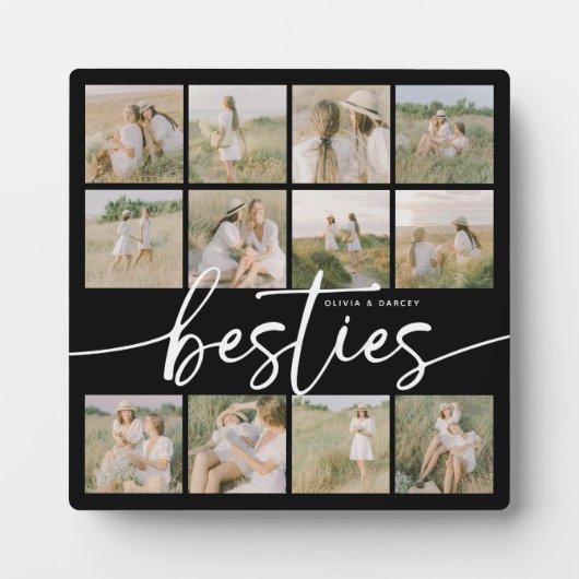 Script Besties Photo Collage Personalized Fotoplatte (Vorderseite)