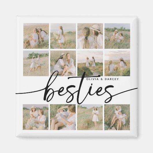 Script Besties Photo Collage Personalized Magnet (Vorne)