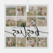 Script Besties Photo Collage Personalized Ornament Aus Glas (Rückseite)