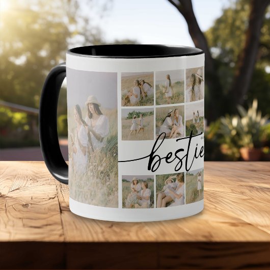 Script Besties Photo Collage Personalized Tasse