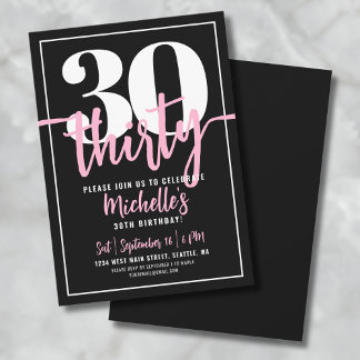 Script Black 30. Geburtstag Party Einladung