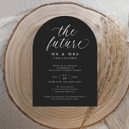 Script Black and White Elegant Engagement Party Einladung