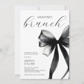 Script Black Bow Galentine's Day Brunch Party Einladung (Vorderseite)