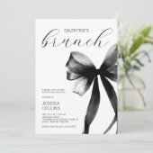 Script Black Bow Galentine's Day Brunch Party Einladung (Stehend Vorderseite)