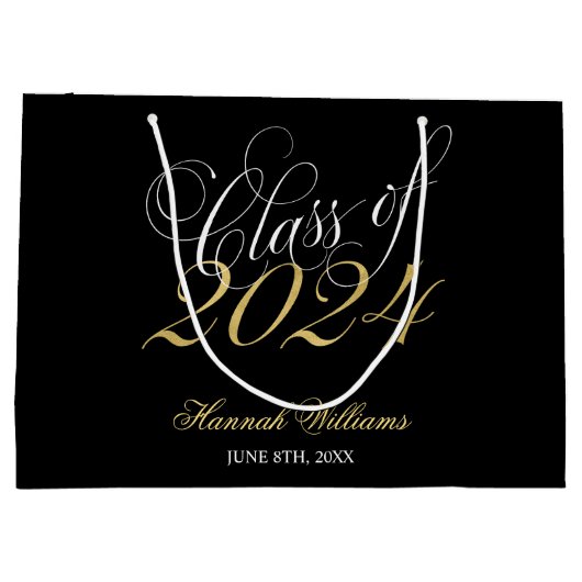 Script Black Gold Class 2024 Abschluss Große Geschenktüte (Rückseite)