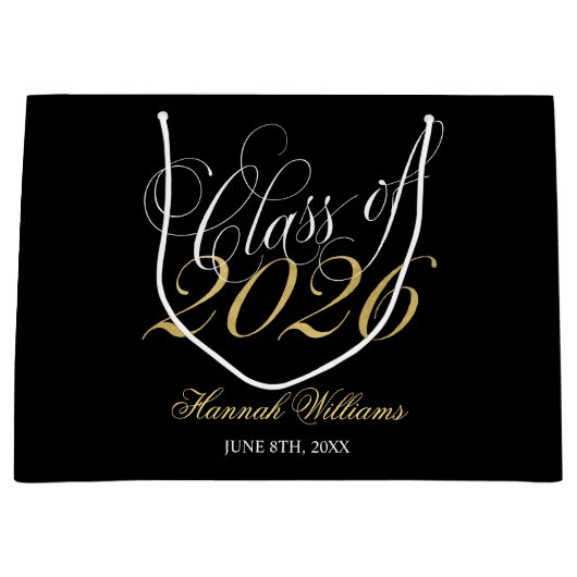 Script Black Gold Class 2024 Abschluss Große Geschenktüte (Vorderseite)