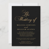 Script Black Gold Wedding Einladung (Vorderseite)