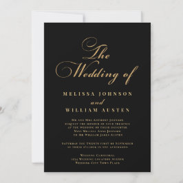 Script Black Gold Wedding Einladung