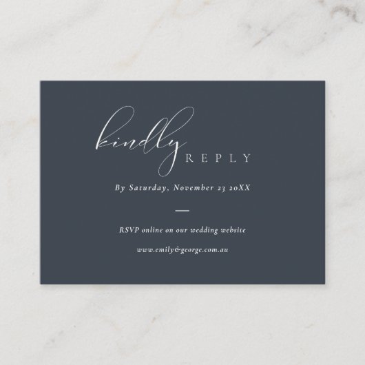 Script Black Navy Online Wedding Website UAWG Begleitkarte (Vorderseite)