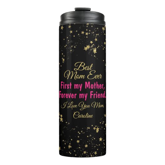 Script Black Pink Trendy Modern Mothers Day Thermosbecher (Vorderseite)