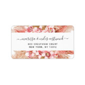 Script Black Roink Floral Rücksendeadresse Adressaufkleber (Vorne)