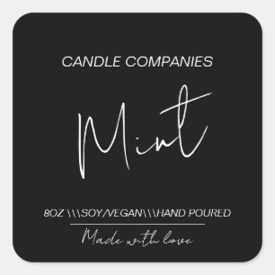 Script Black Soy Vegan Candle Maker Business Quadratischer Aufkleber