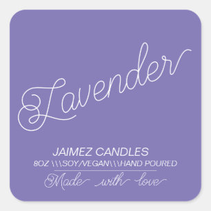 Script Black Soy Vegan Candle Maker Lavendel Quadratischer Aufkleber