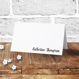 Script Black & White Wedding Simple Trendy Modern Platzkarte