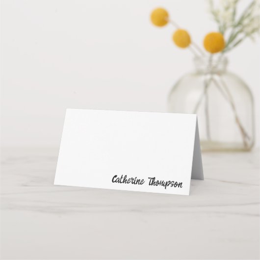 Script Black & White Wedding Simple Trendy Modern Platzkarte (Vorderseite)