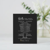 Script Black's White Minimal Wedding Day Timeline (Stehend Vorderseite)