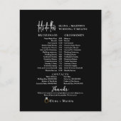 Script Black's White Minimal Wedding Day Timeline (Vorderseite)