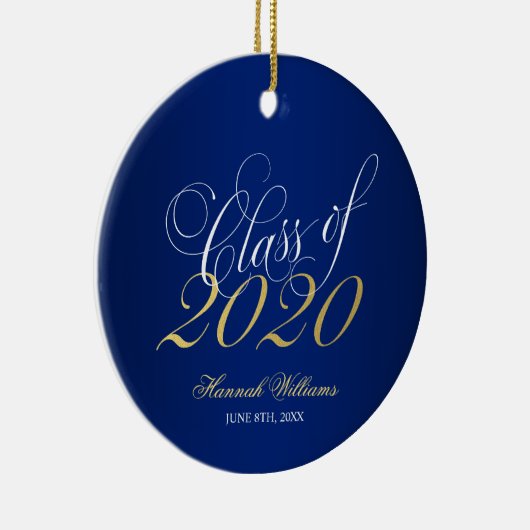 Script Blue Gold Class 2020 Abschluss Keramik Ornament (Rechts)