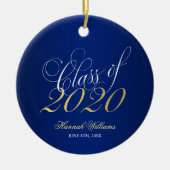 Script Blue Gold Class 2020 Abschluss Keramik Ornament (Vorne)