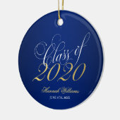 Script Blue Gold Class 2020 Abschluss Keramik Ornament (Links)