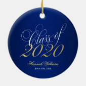 Script Blue Gold Class 2020 Abschluss Keramik Ornament (Hinten)