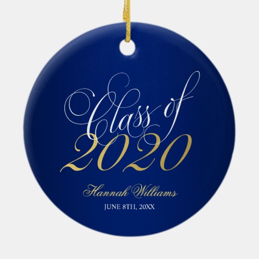 Script Blue Gold Class 2020 Abschluss Keramik Ornament (Hinten)