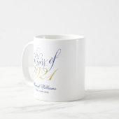 Script Blue Gold Class 2021 Abschluss Kaffeetasse (Vorderseite Links)