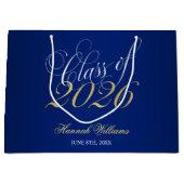 Script Blue Gold Class 2024 Abschluss Große Geschenktüte (Vorderseite)