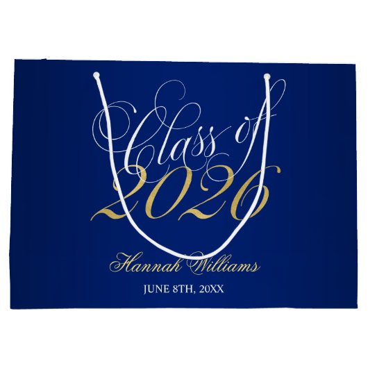 Script Blue Gold Class 2024 Abschluss Große Geschenktüte (Rückseite)